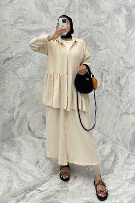 ست مانتو و دامن چین دار کنفی نانسی