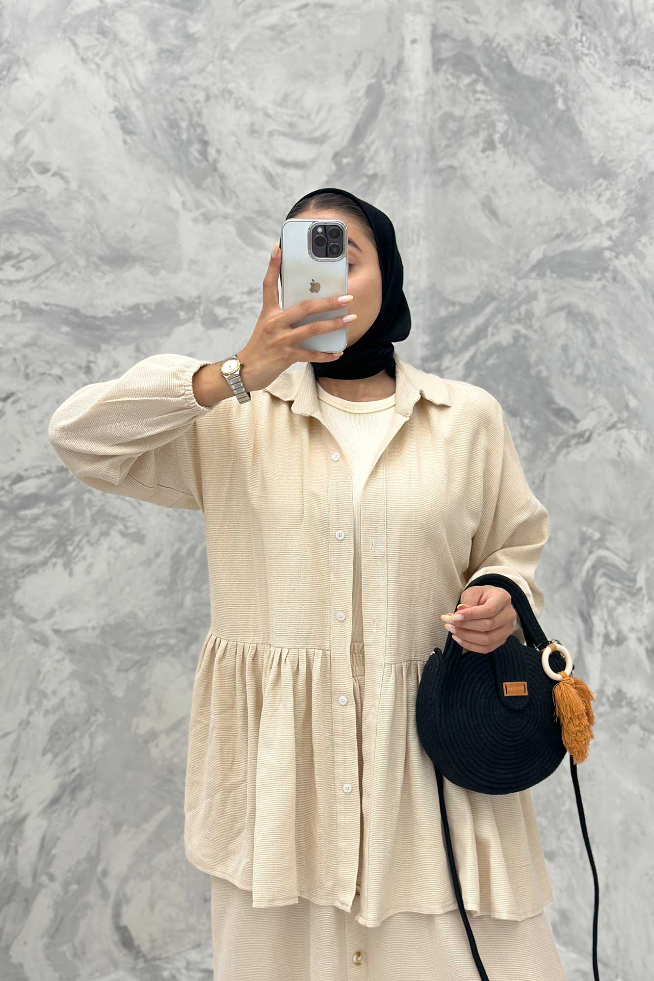 ست مانتو و دامن چین دار کنفی نانسی