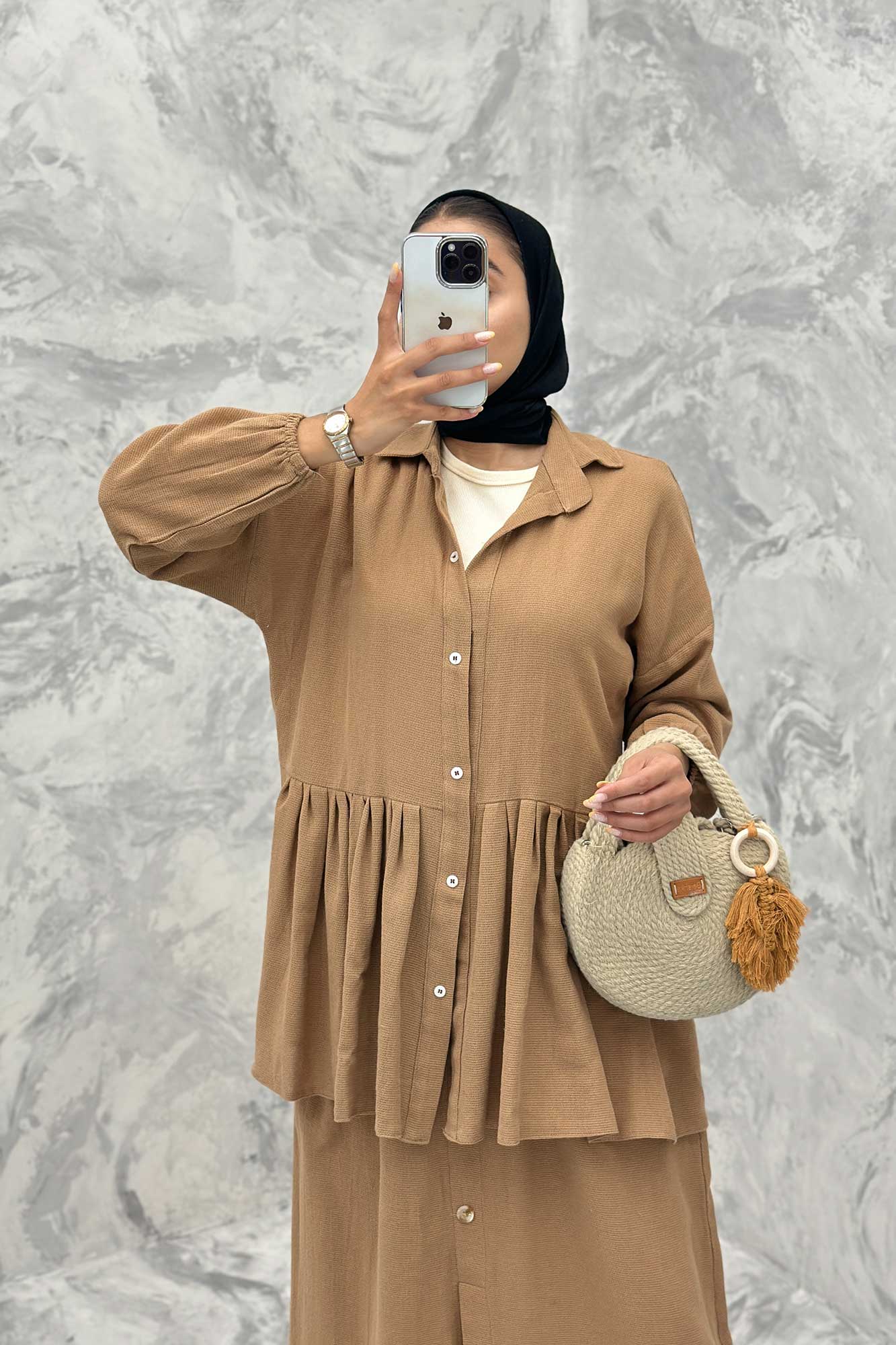 ست مانتو و دامن چین دار کنفی نانسی