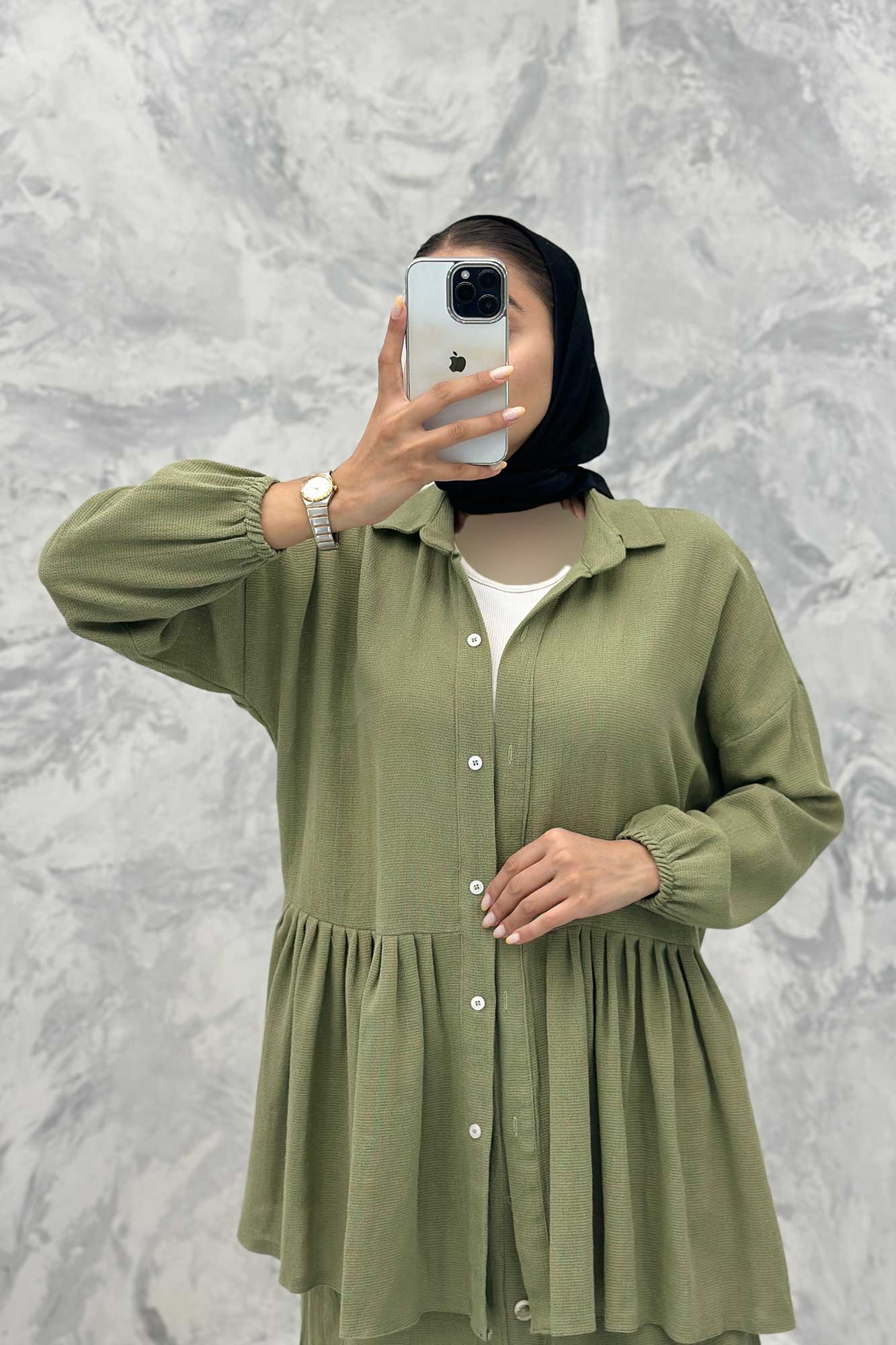 ست مانتو و دامن چین دار کنفی نانسی