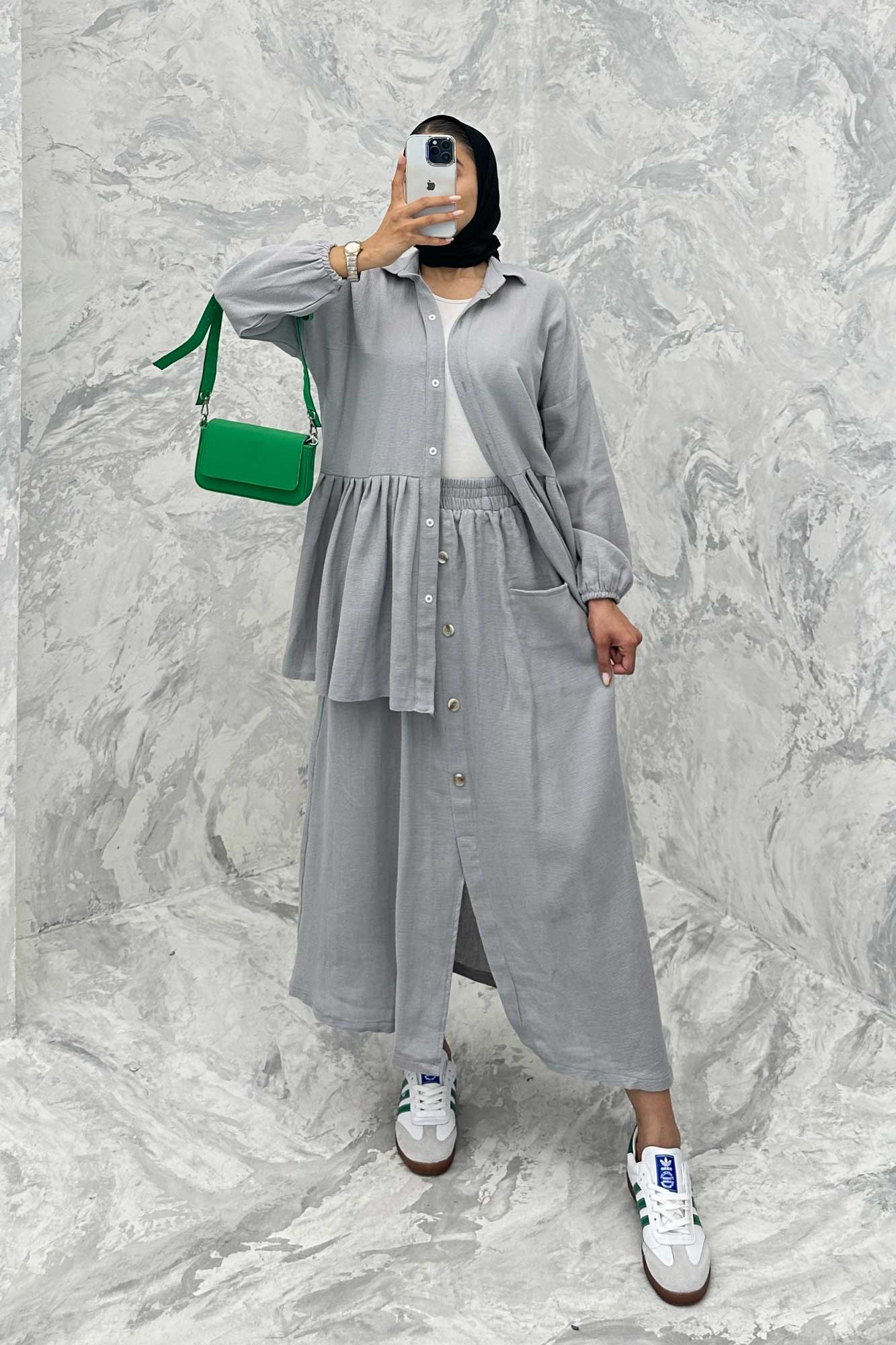 ست مانتو و دامن چین دار کنفی نانسی