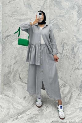 ست مانتو و دامن چین دار کنفی نانسی