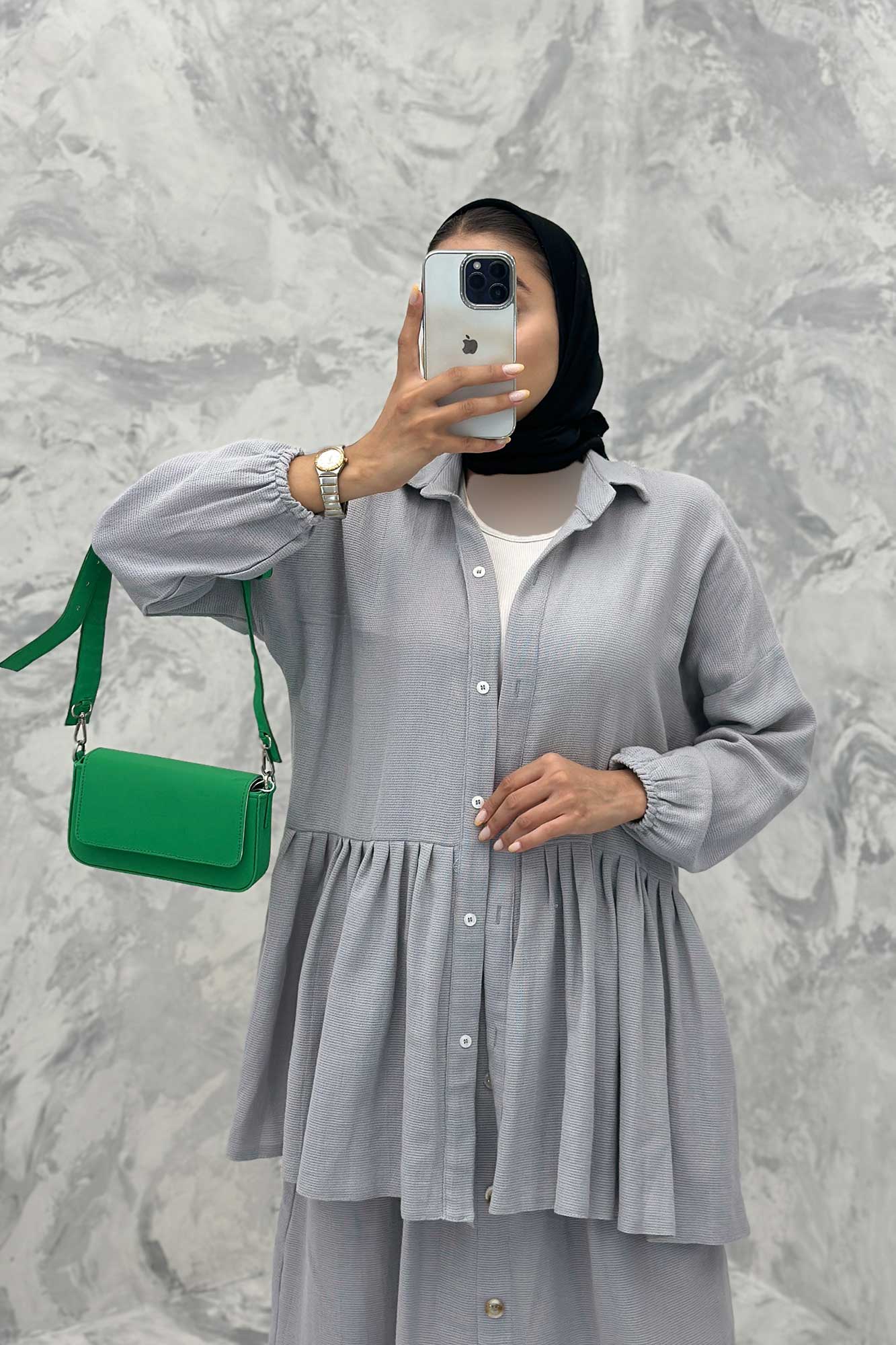 ست مانتو و دامن چین دار کنفی نانسی