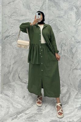 ست مانتو و دامن چین دار کنفی نانسی