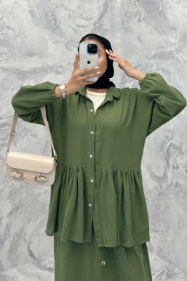 ست مانتو و دامن چین دار کنفی نانسی