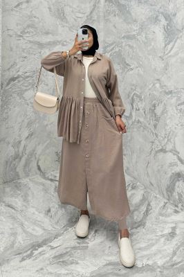 ست مانتو و دامن چین دار کنفی نانسی