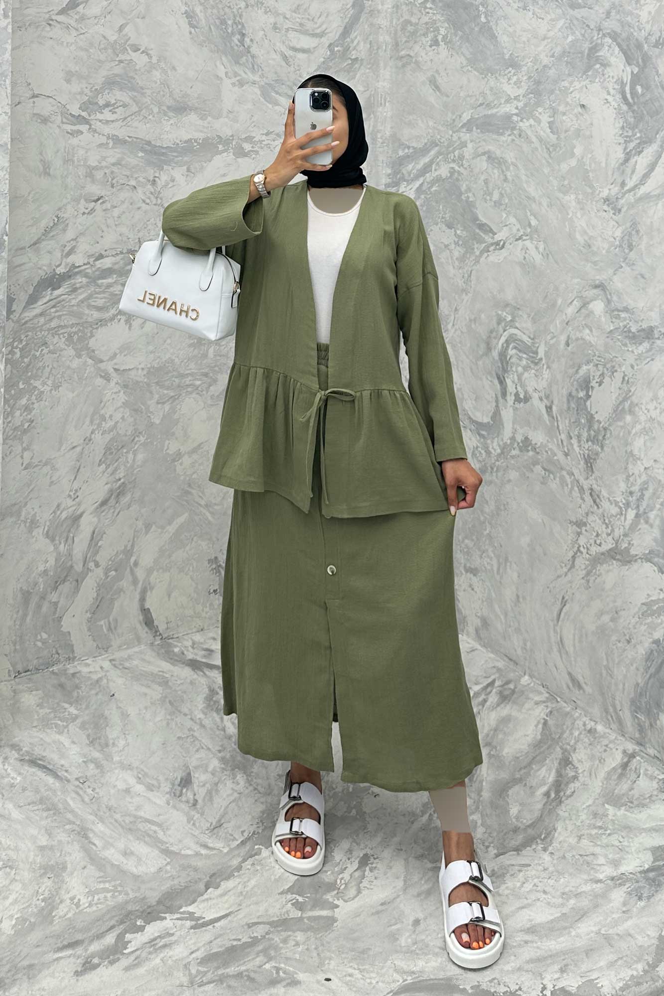 ست مانتو و دامن عروسکی کنفی ماهک