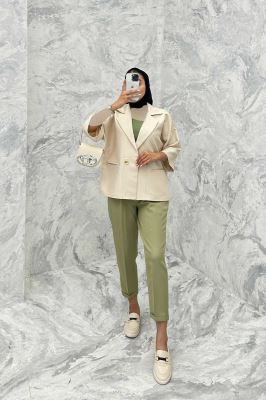 کت آستین سه رب شانتون خطی