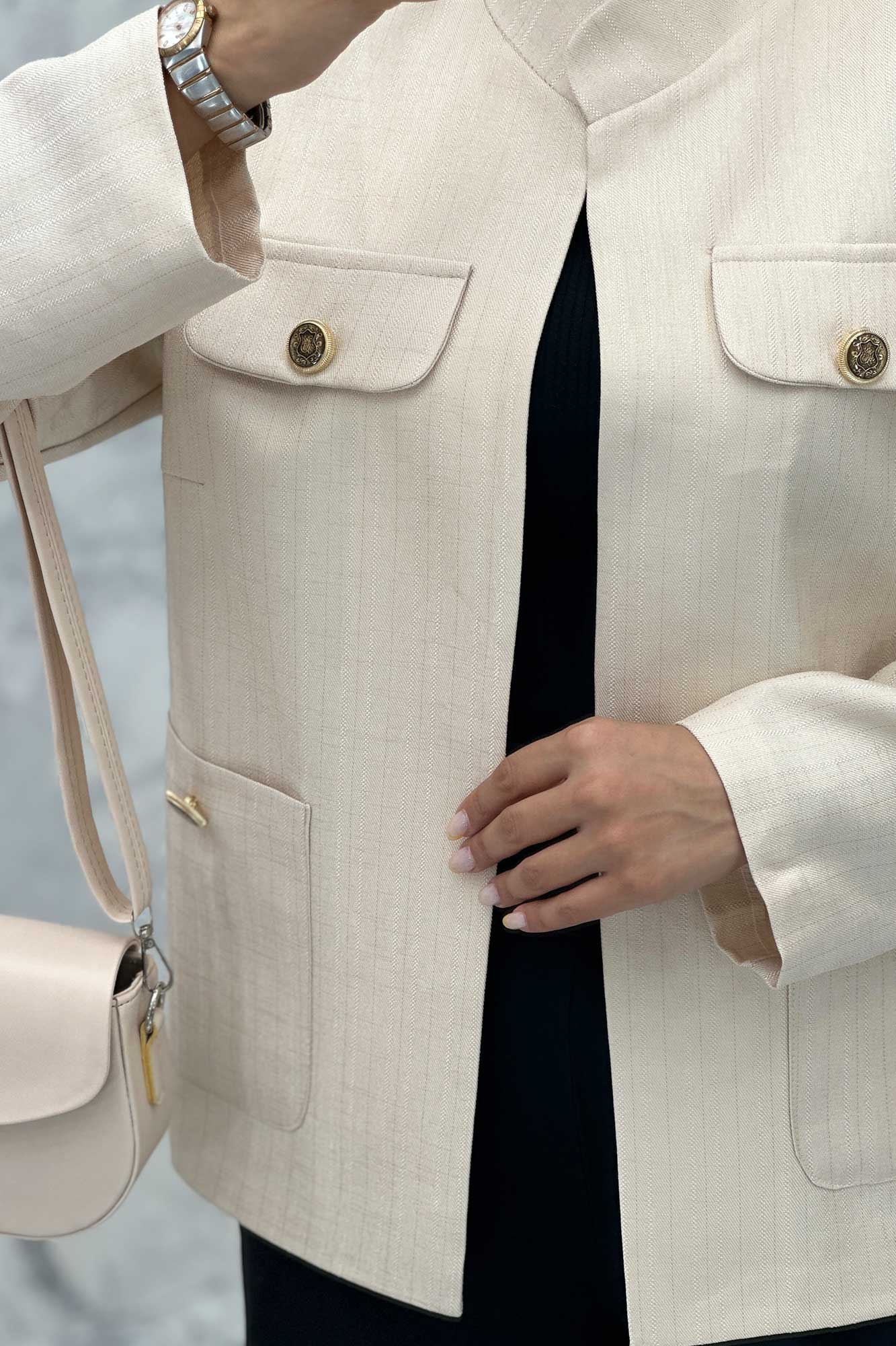 کت یقه دیپلمات شانتون خطی چهار جیب