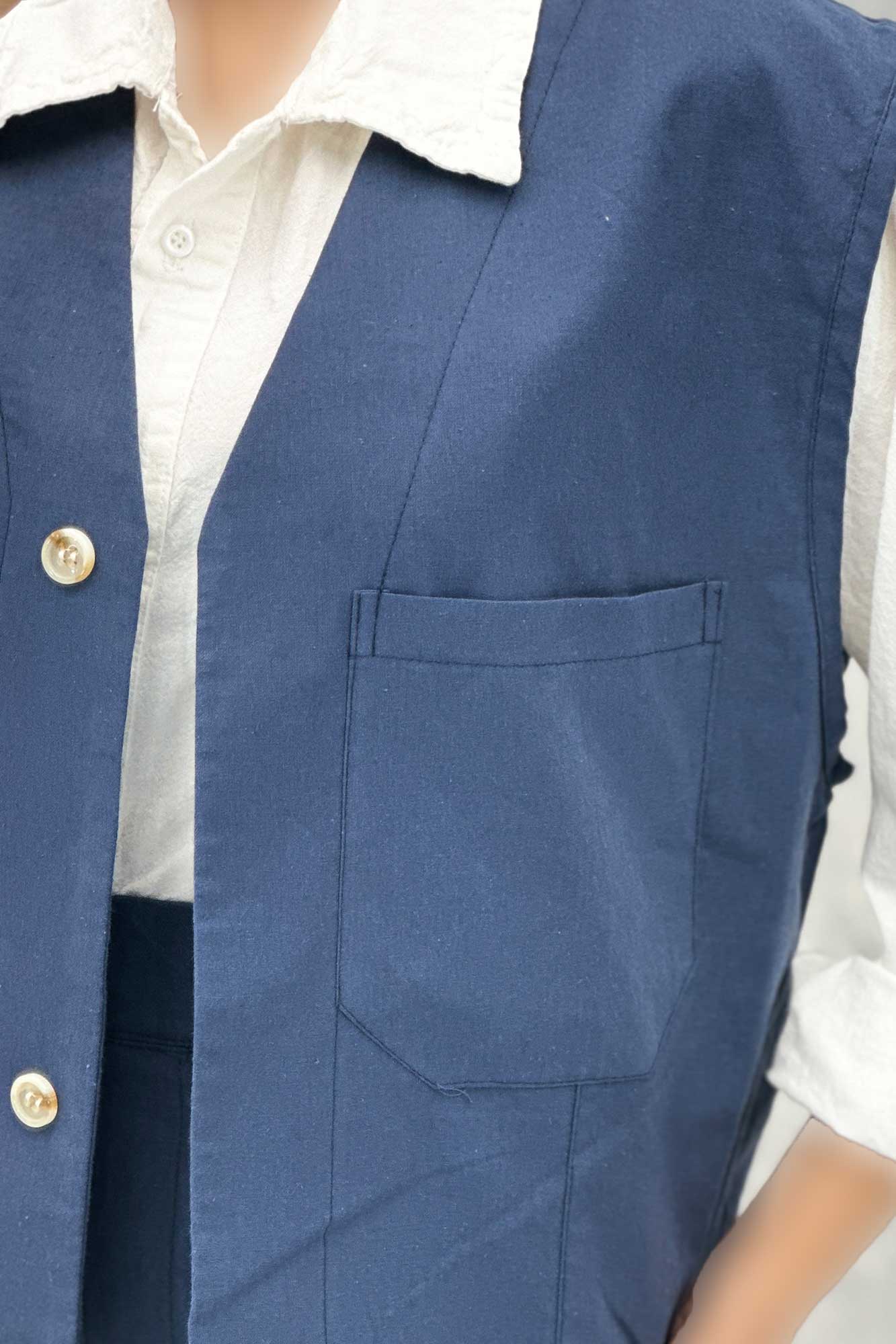 ست ژیله و شلوار تک جیب لینن کاترین