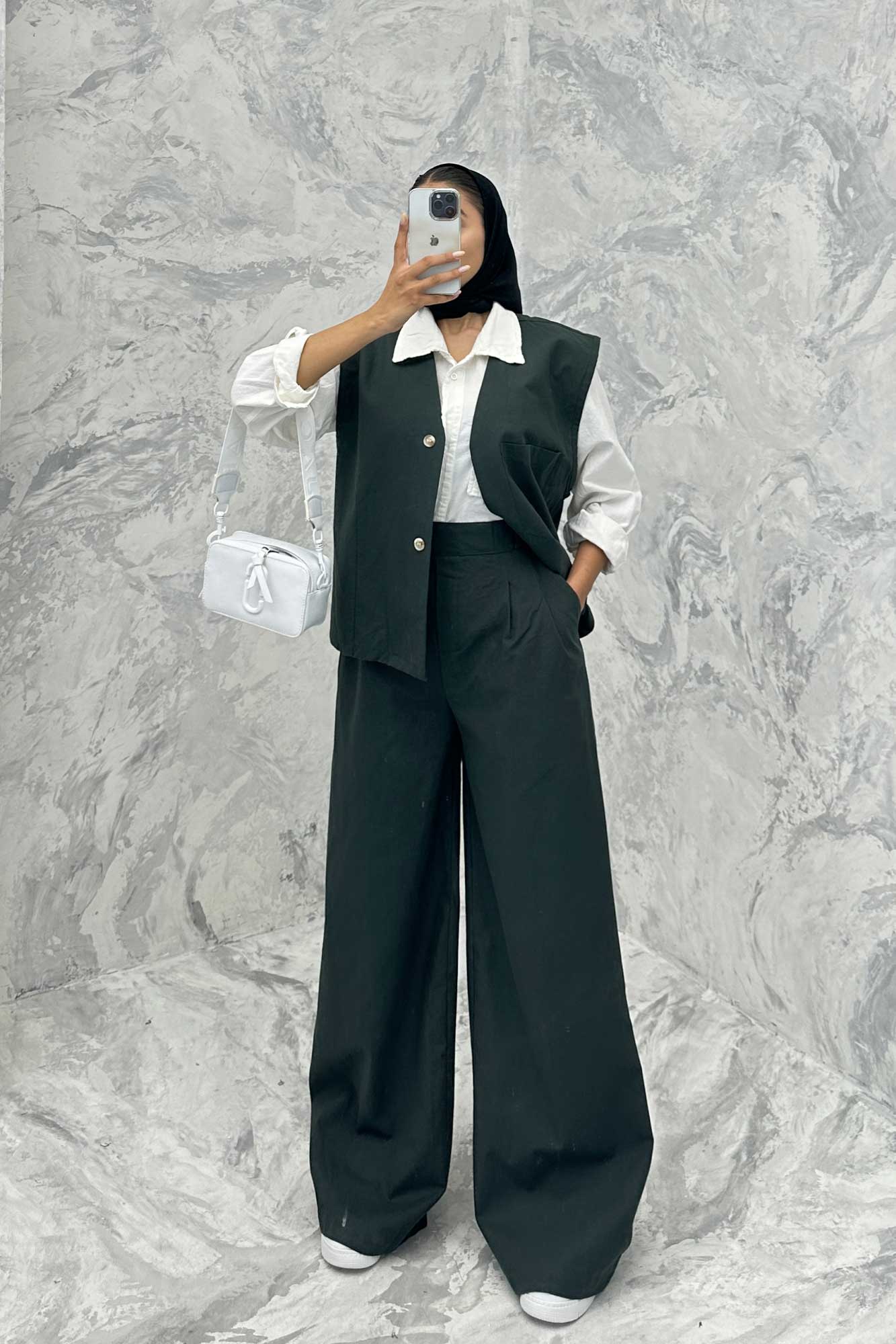 ست ژیله و شلوار تک جیب لینن کاترین