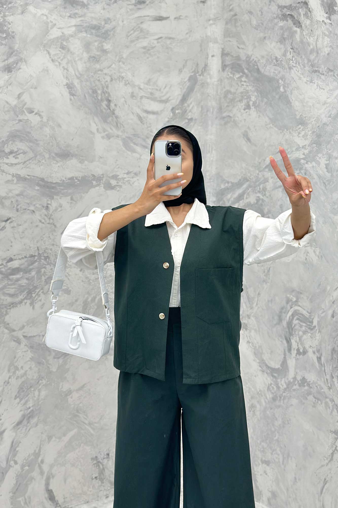 ست ژیله و شلوار تک جیب لینن کاترین