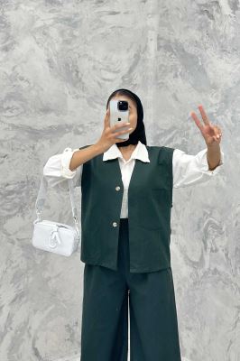 ست ژیله و شلوار تک جیب لینن کاترین