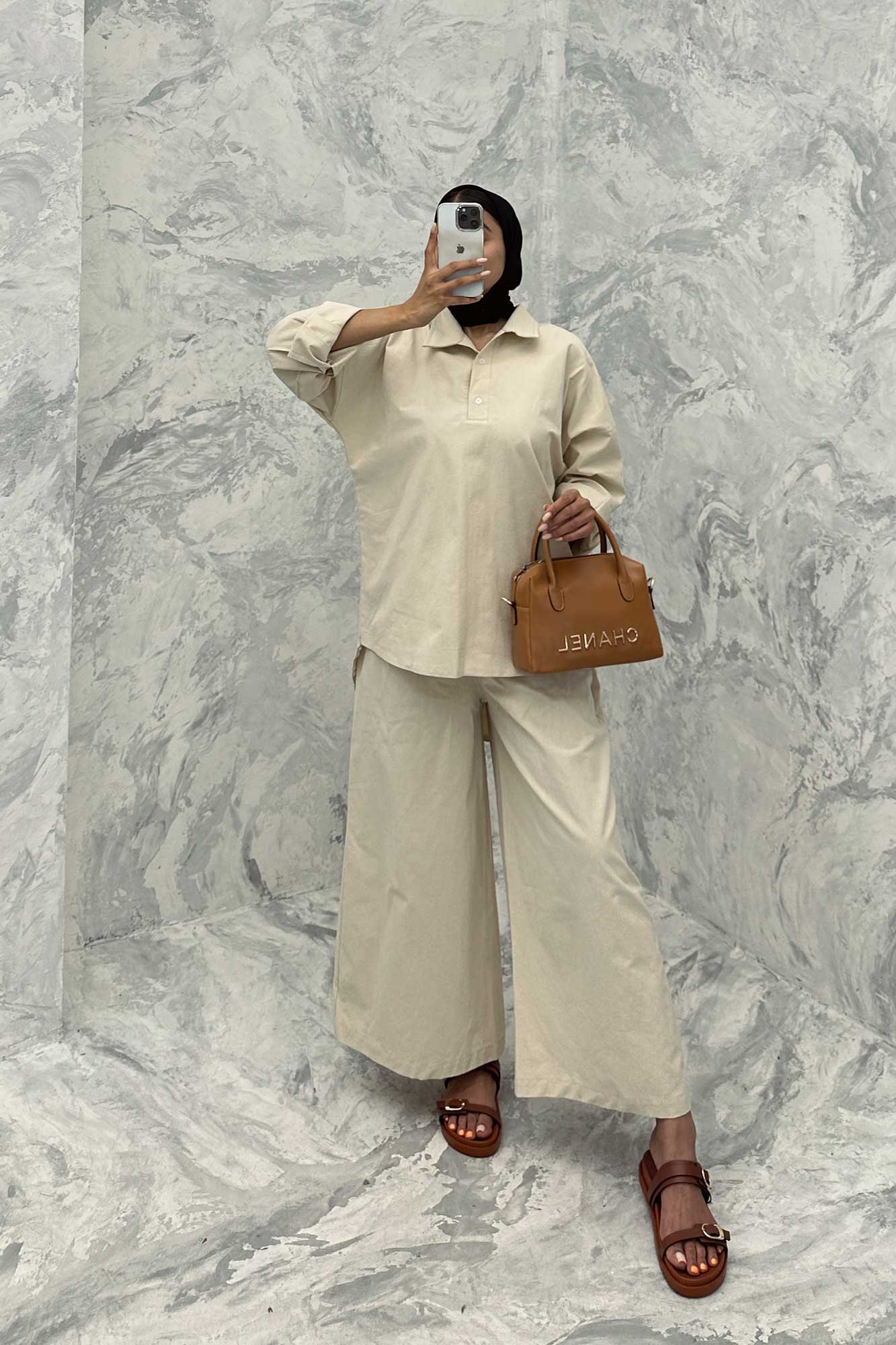 ست مانتو و شلوار پشت بلند لینن کژال