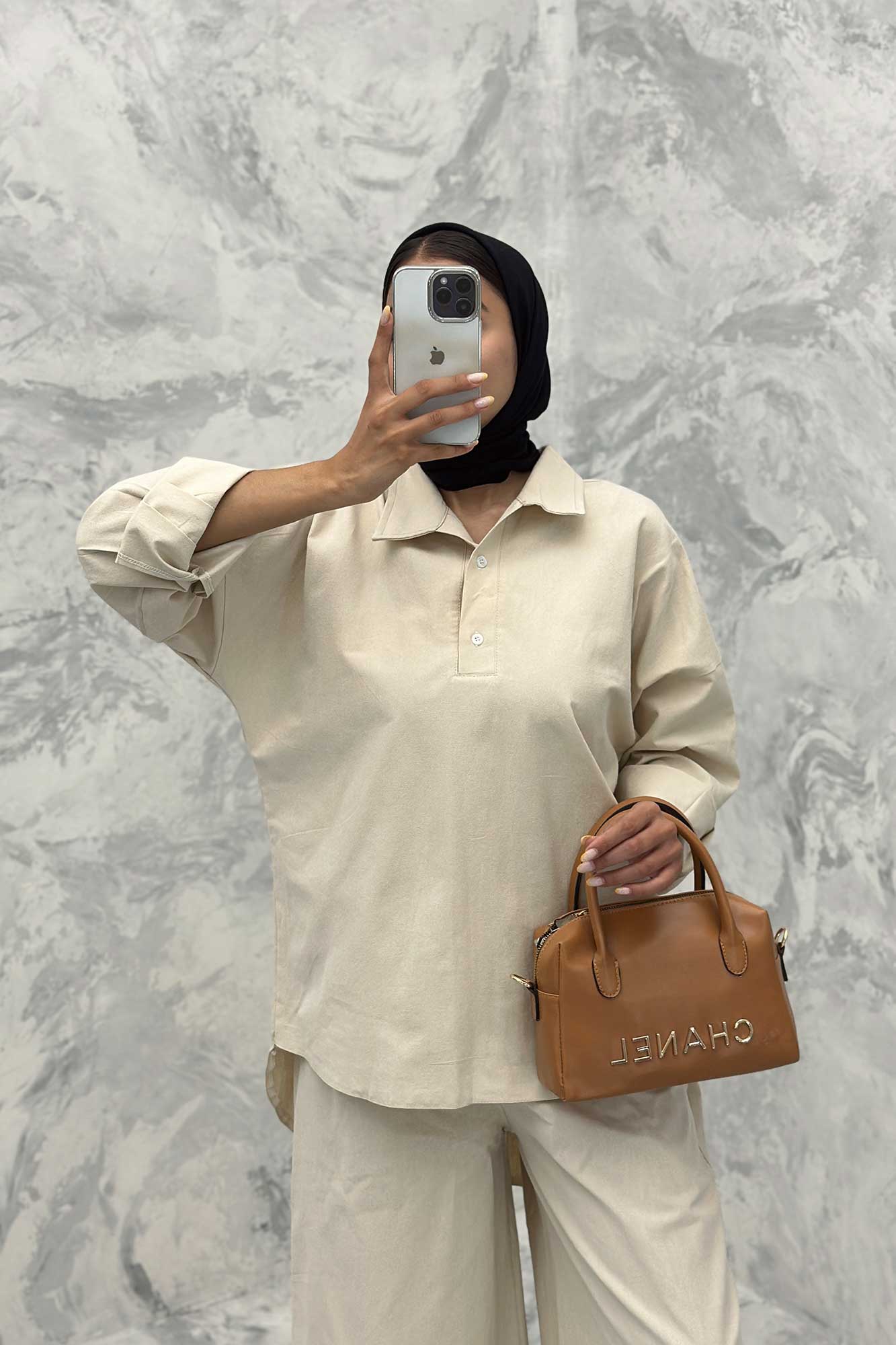 ست مانتو و شلوار پشت بلند لینن کژال