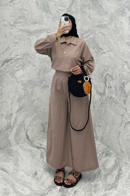 ست مانتو و شلوار پشت بلند لینن کژال