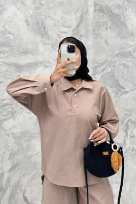 ست مانتو و شلوار پشت بلند لینن کژال