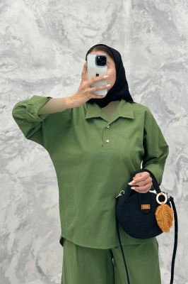 ست مانتو و شلوار پشت بلند لینن کژال