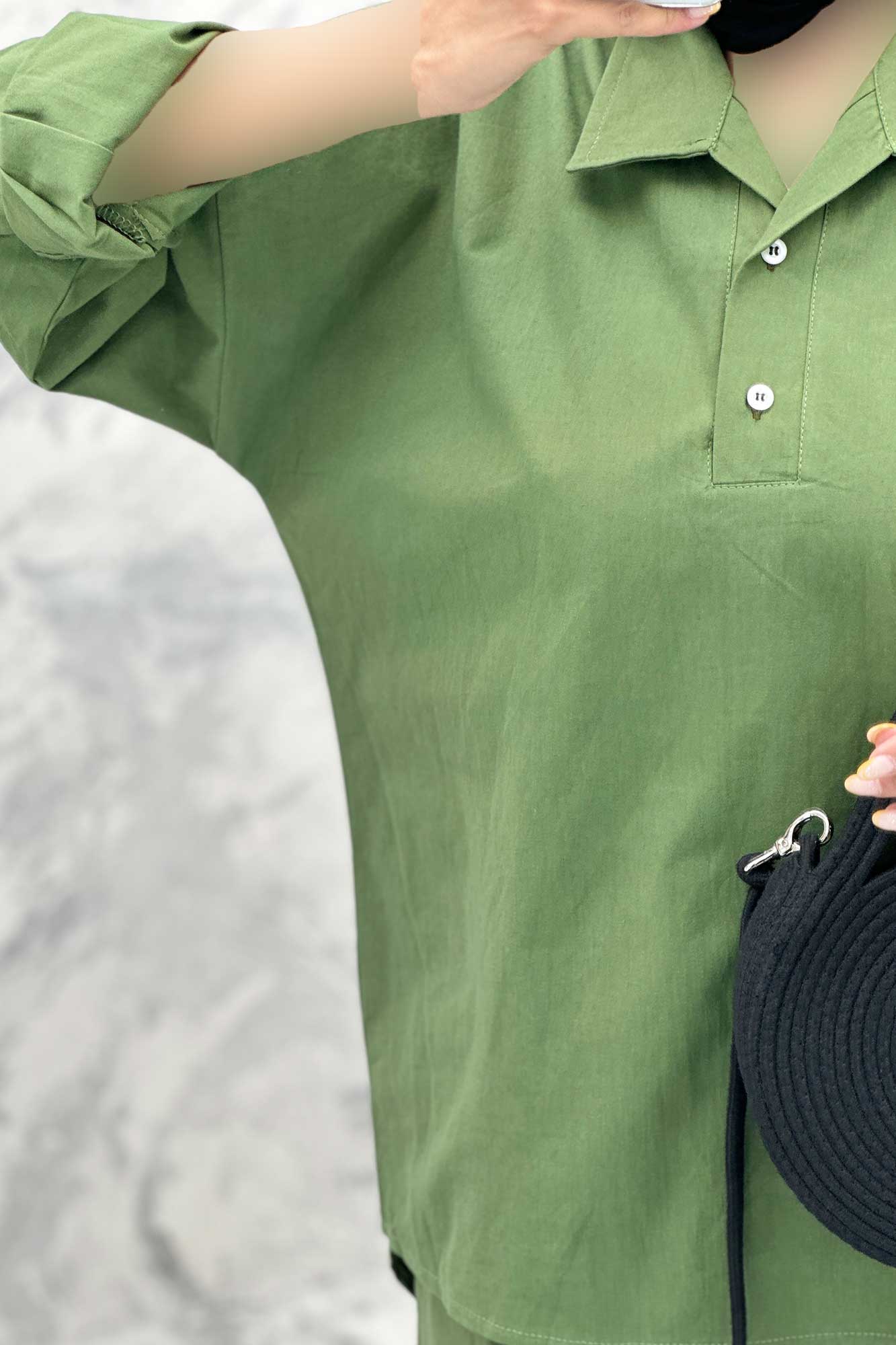 ست مانتو و شلوار پشت بلند لینن کژال