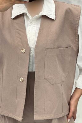 ست ژیله و شلوار تک جیب لینن کاترین