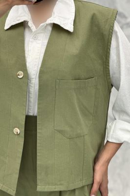 ست ژیله و شلوار تک جیب لینن کاترین