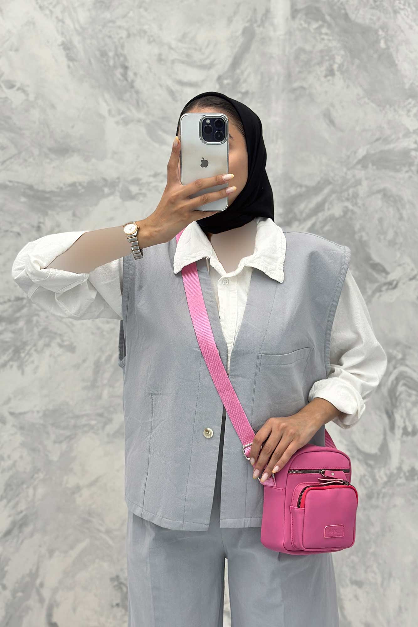 ست ژیله و شلوار تک جیب لینن کاترین