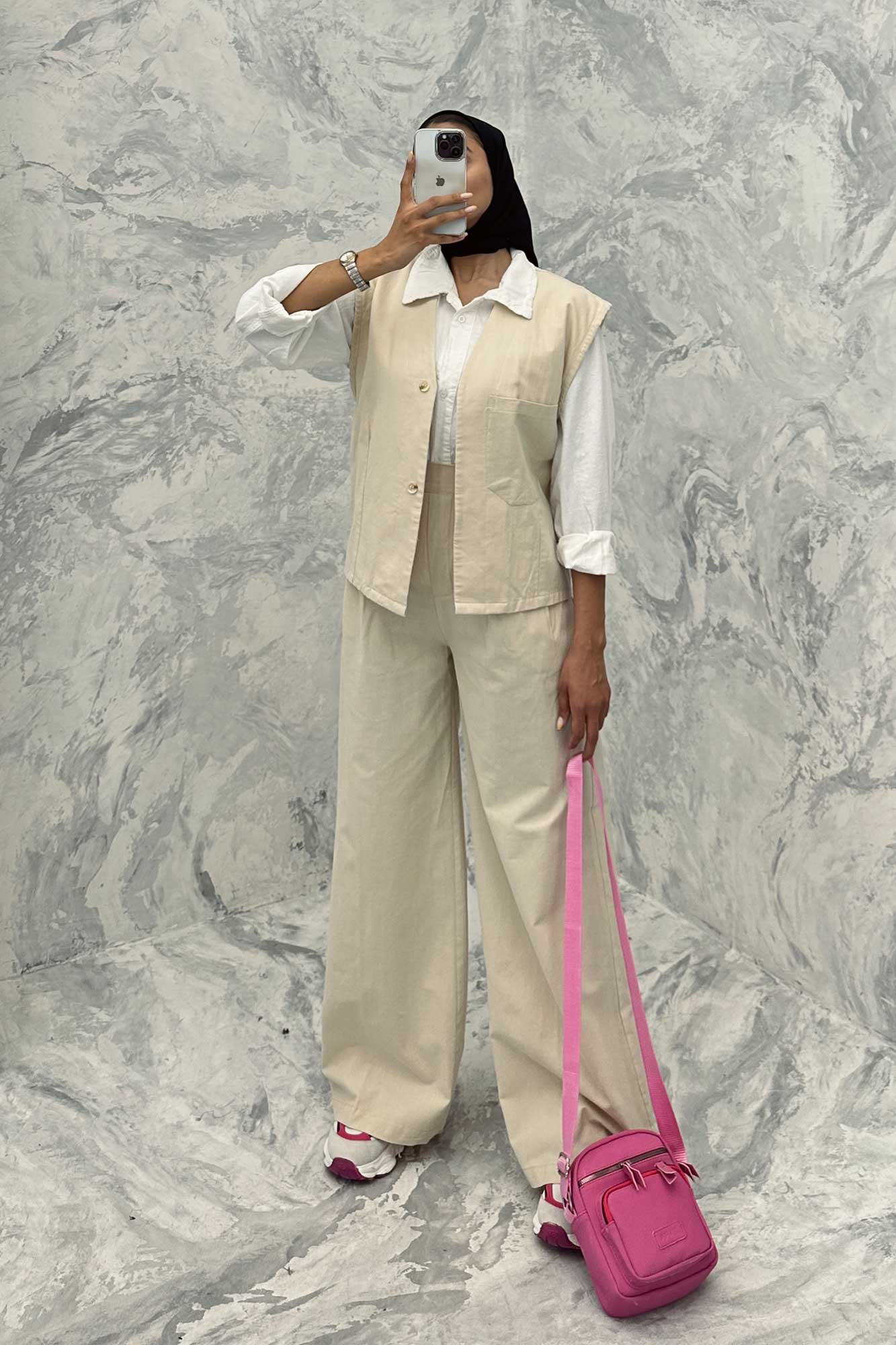 ست ژیله و شلوار تک جیب لینن کاترین