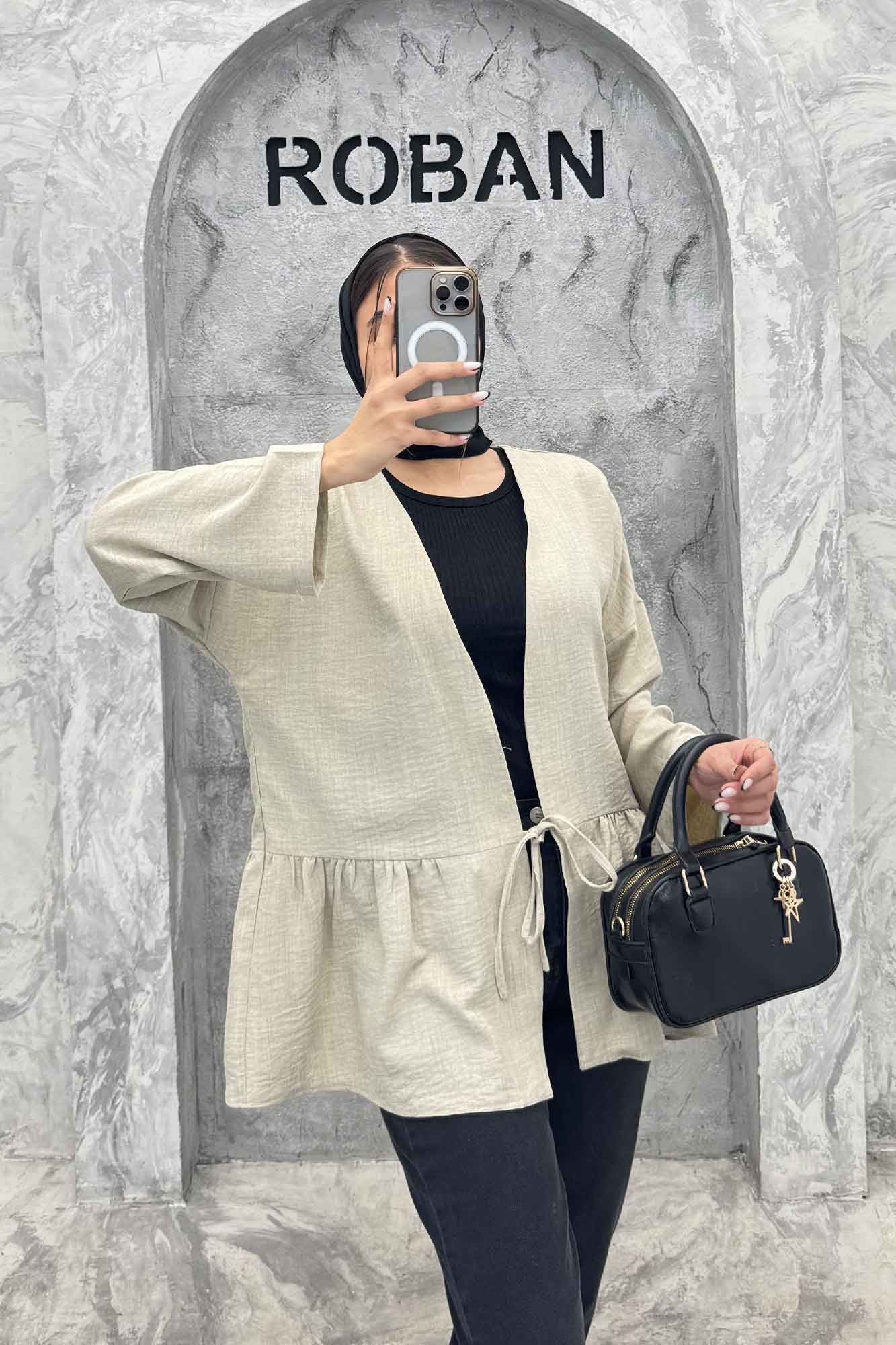 مانتو چین دار تک بند شانتون