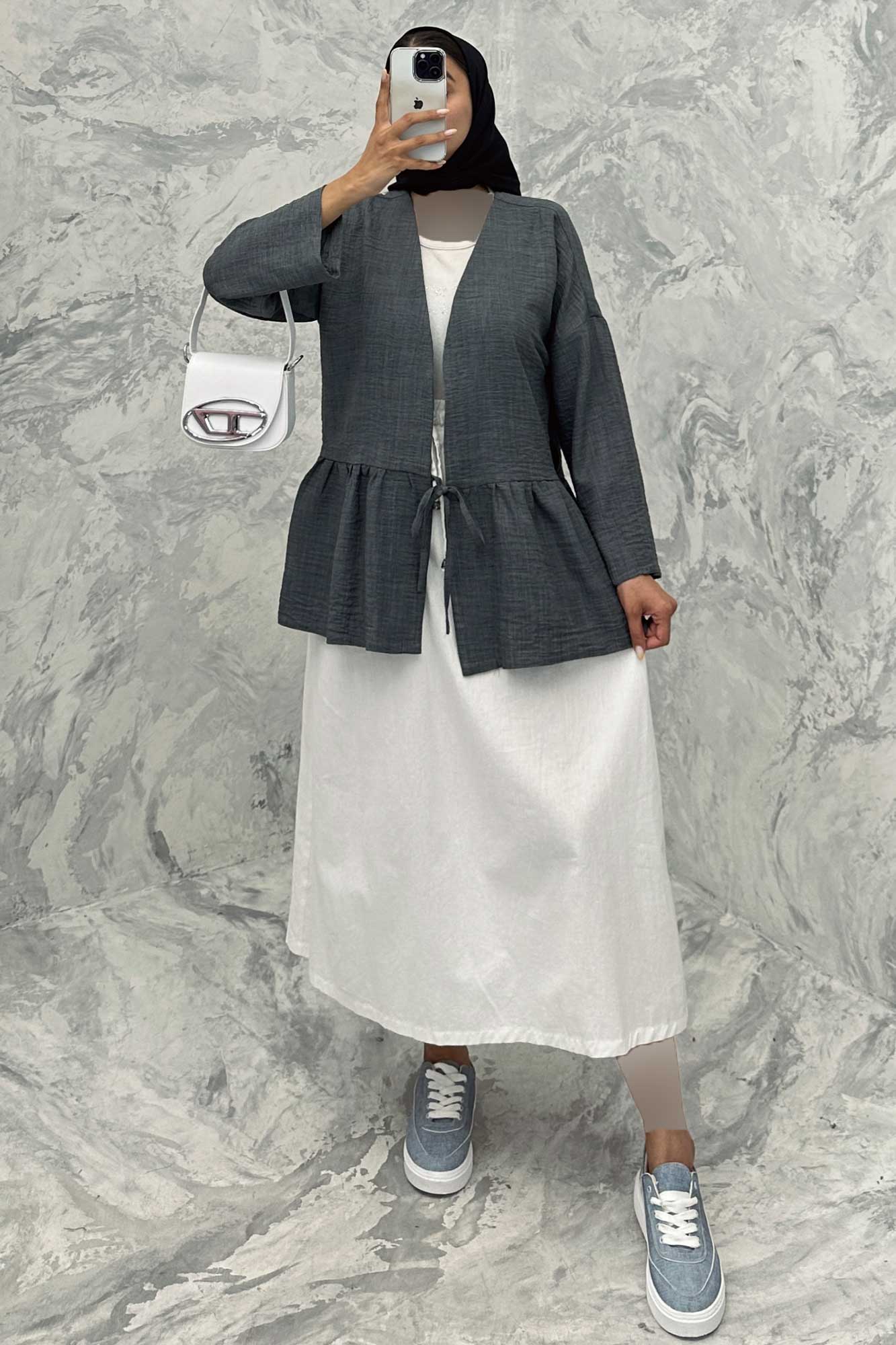 مانتو چین دار تک بند شانتون