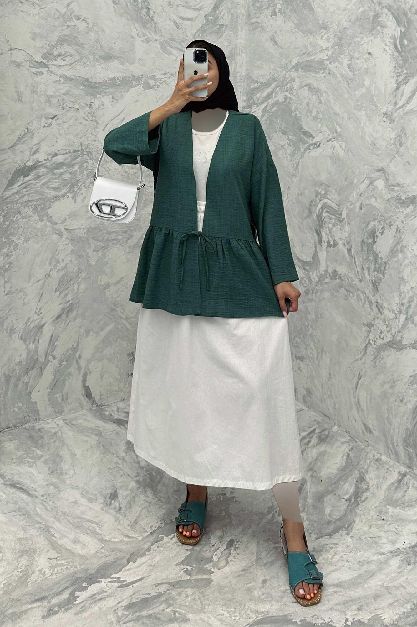 مانتو چین دار تک بند شانتون