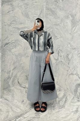 مانتو تک جیب آستین پاگن کراش چاپی