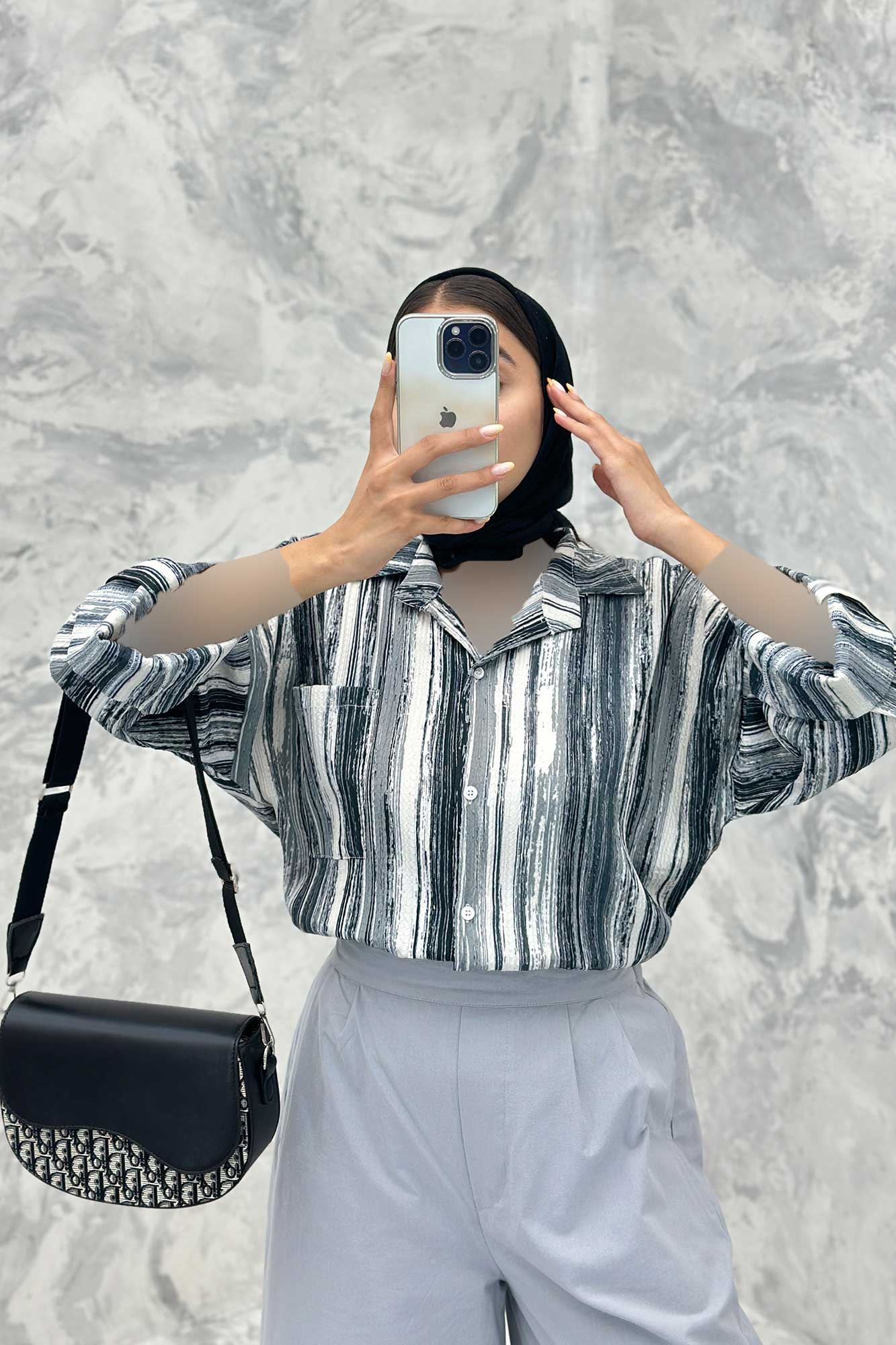 مانتو تک جیب آستین پاگن کراش چاپی