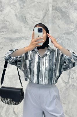 مانتو تک جیب آستین پاگن کراش چاپی