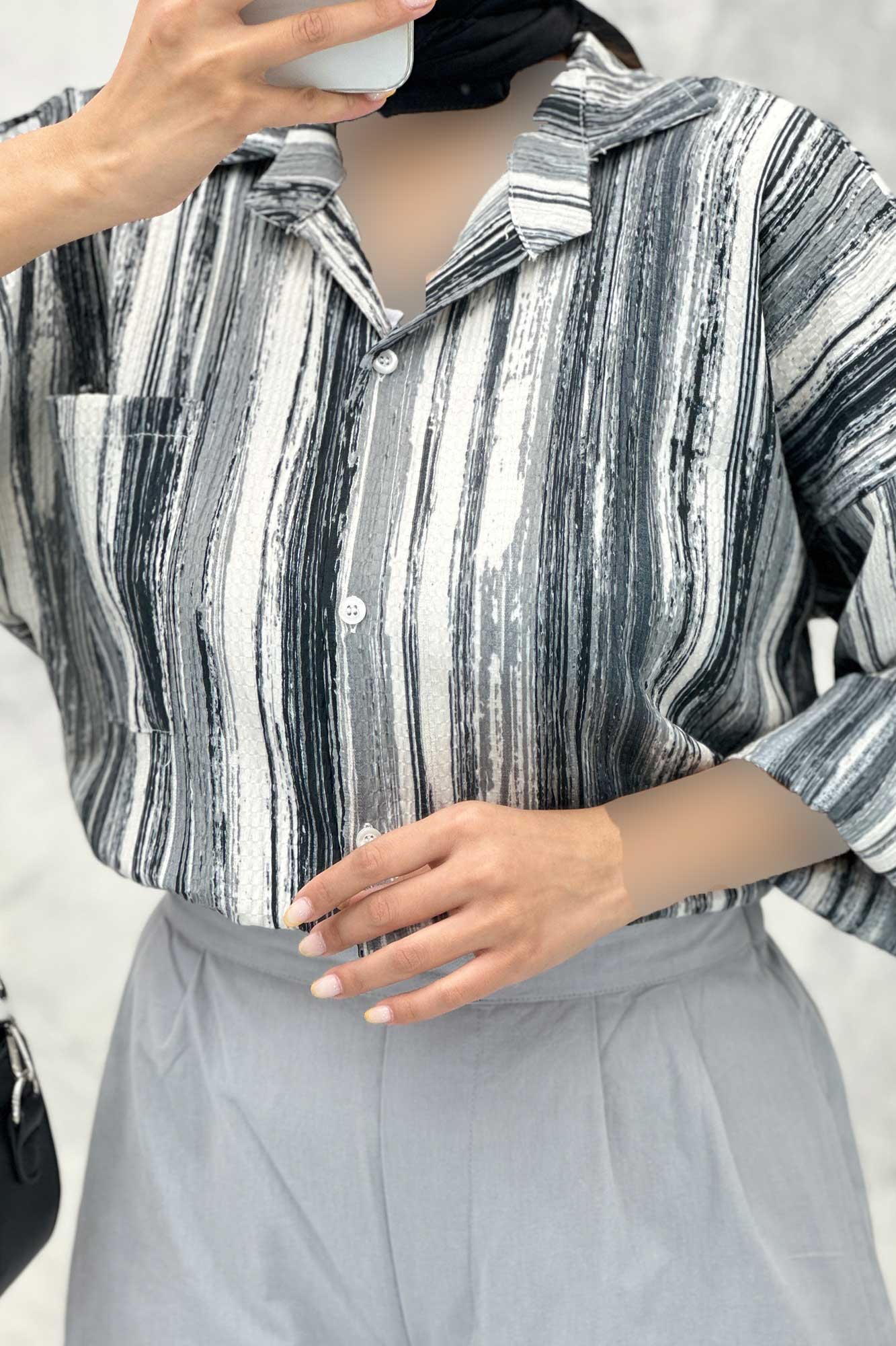 مانتو تک جیب آستین پاگن کراش چاپی