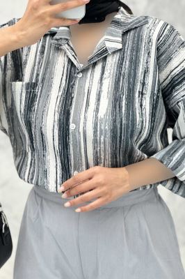 مانتو تک جیب آستین پاگن کراش چاپی