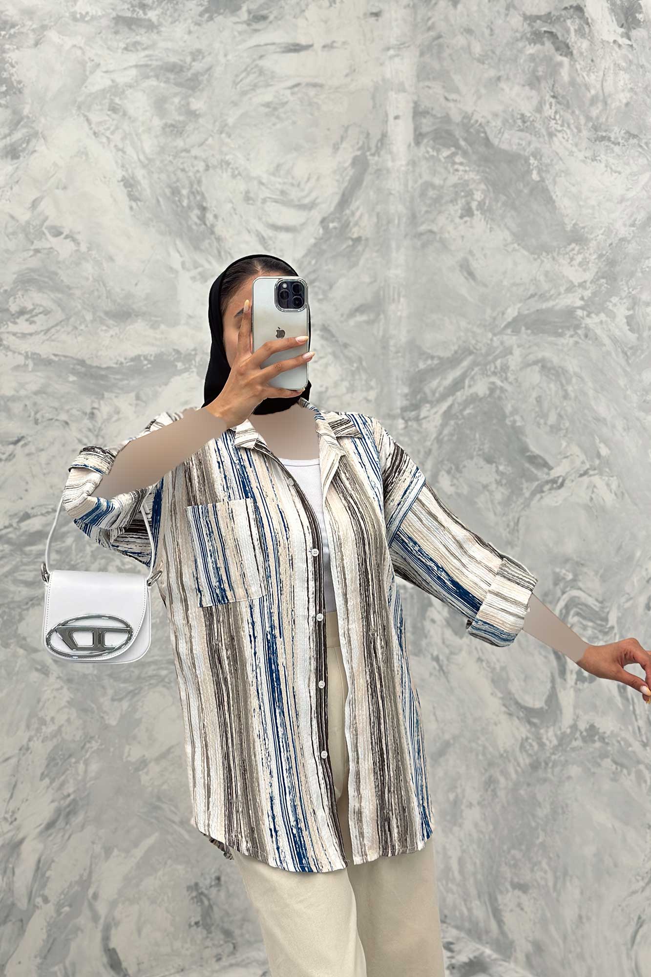 مانتو تک جیب آستین پاگن کراش چاپی