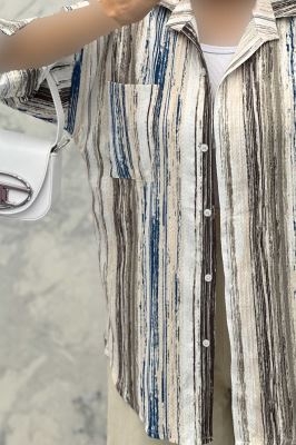 مانتو تک جیب آستین پاگن کراش چاپی