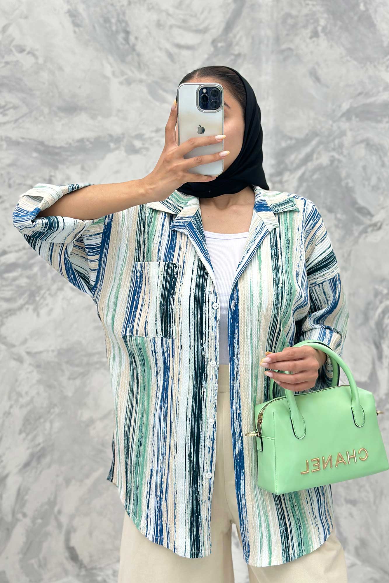 مانتو تک جیب آستین پاگن کراش چاپی