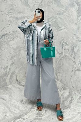 مانتو تک جیب آستین پاگن کراش چاپی