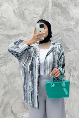 مانتو تک جیب آستین پاگن کراش چاپی