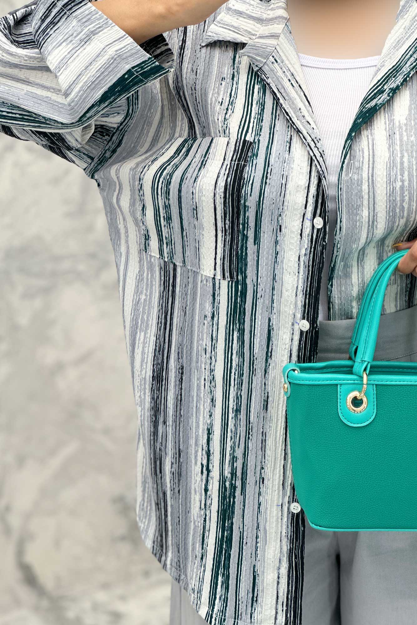 مانتو تک جیب آستین پاگن کراش چاپی