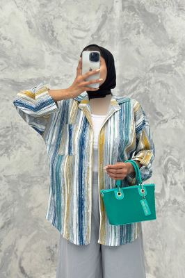 مانتو تک جیب آستین پاگن کراش چاپی