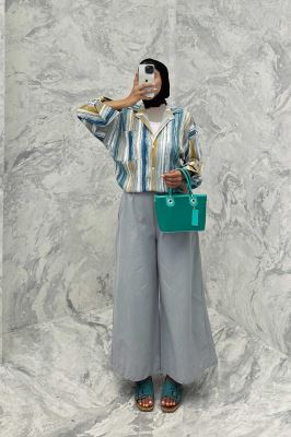 مانتو تک جیب آستین پاگن کراش چاپی