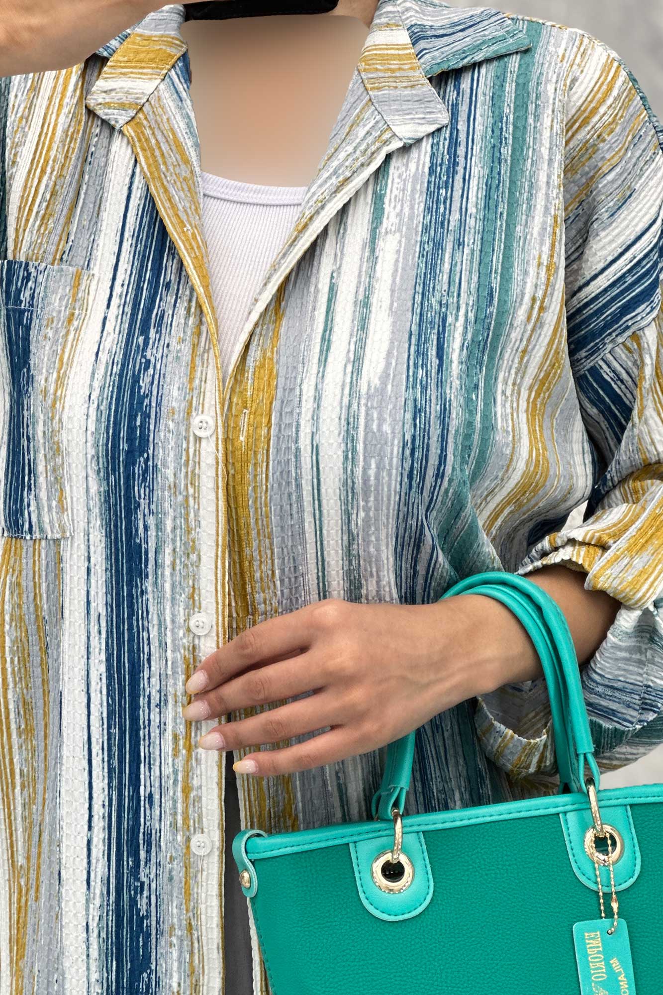 مانتو تک جیب آستین پاگن کراش چاپی