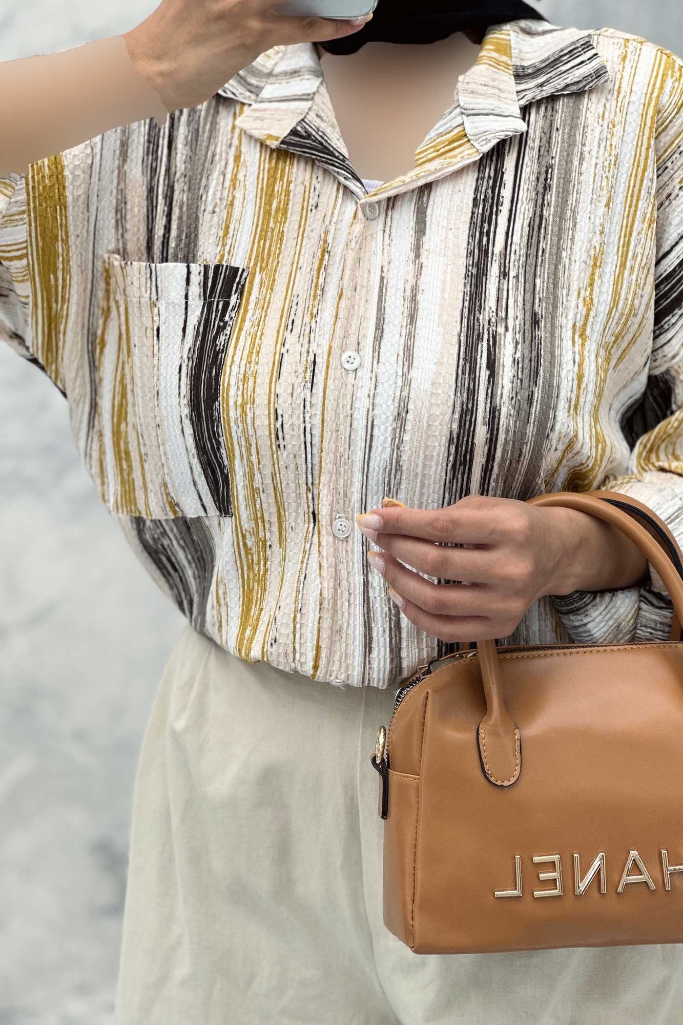 مانتو تک جیب آستین پاگن کراش چاپی