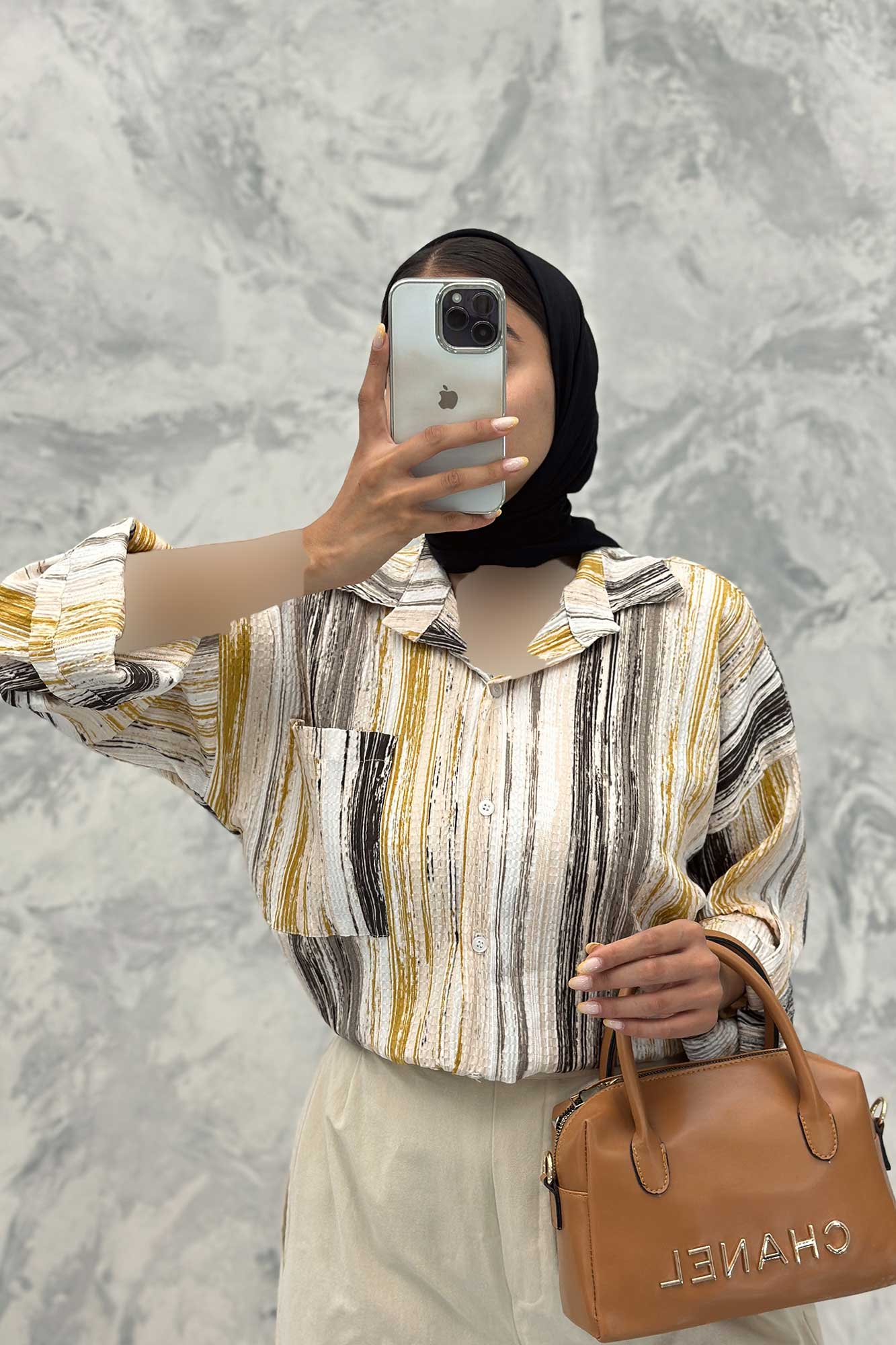 مانتو تک جیب آستین پاگن کراش چاپی