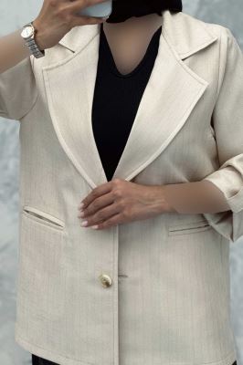 کت دو دکمه عمودی آستین پاگن شانتون خطی