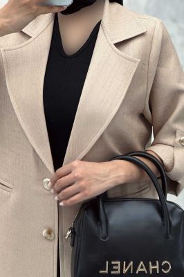 کت دو دکمه عمودی آستین پاگن شانتون خطی