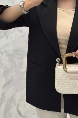 کت دو دکمه عمودی آستین پاگن شانتون خطی