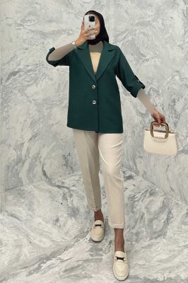 کت دو دکمه عمودی آستین پاگن شانتون خطی